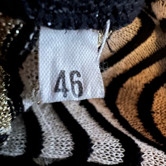 M Missoni black gold metallic mesh zigzag SS dress fit n flare sz 46(12) sheer - Picture 6 of 10